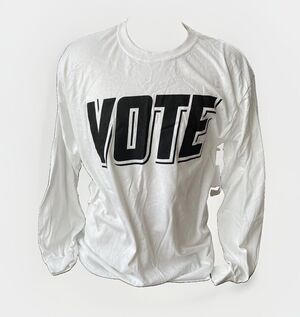 BP Men’s White Long Sleeve Vote Shirt Size S NWT Oversized Election